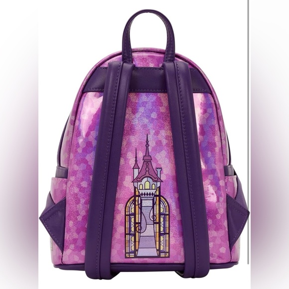 Loungefly Disney Princess Stained Glass Rapunzel Tangled Backpack and Ears NWT - Picture 8 of 10